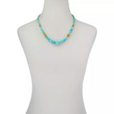 Jay King Sterling Silver Amazonite and Butterscotch Bead Necklace,  18"